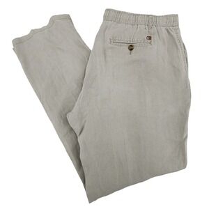 Kahala 38 Khaki Linen Drawstring Pants Beach Tropical Island Vacation Summer Men